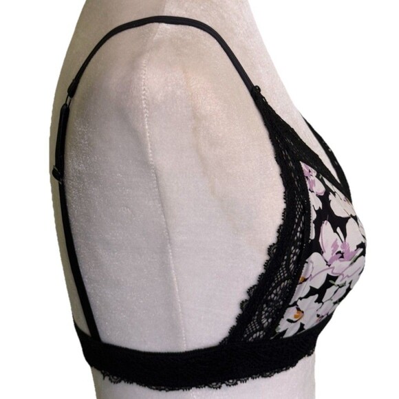 Auden Women's Unlined Bralette Black Floral Lace Size Medium - Picture 3 of 7